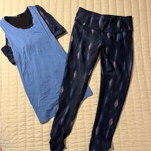 CALIA by Carrie Underwood Navy and Pink Patterned Leggings